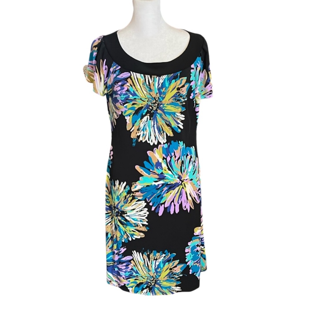 Tiana B. Black Tropical Print A-line Dress Size S
